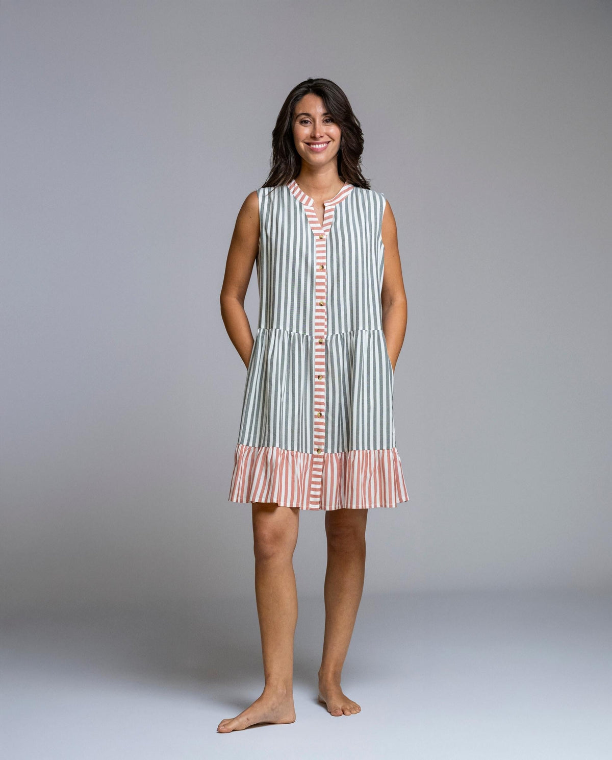 Vestido corto de rayas bicolor SEÑORETTA